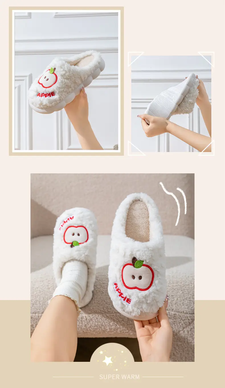 Women's Cartoon Apple Cotton Warm Slippers Winter — feature 15