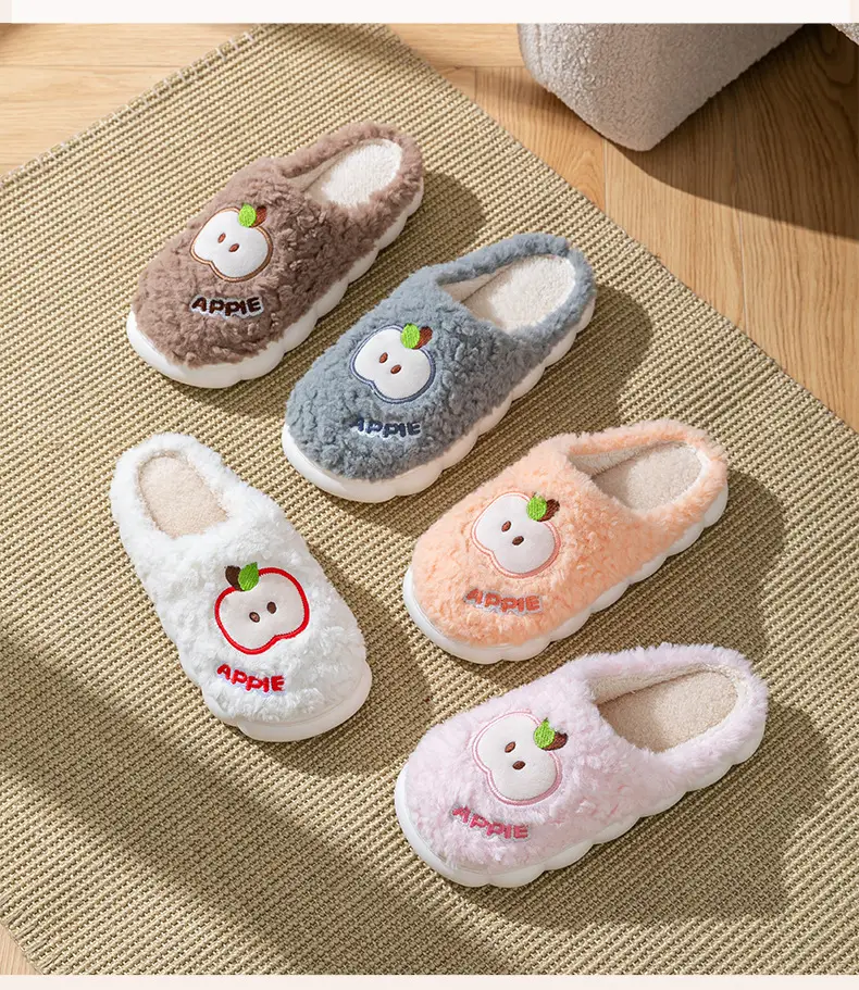 Women's Cartoon Apple Cotton Warm Slippers Winter — feature 6