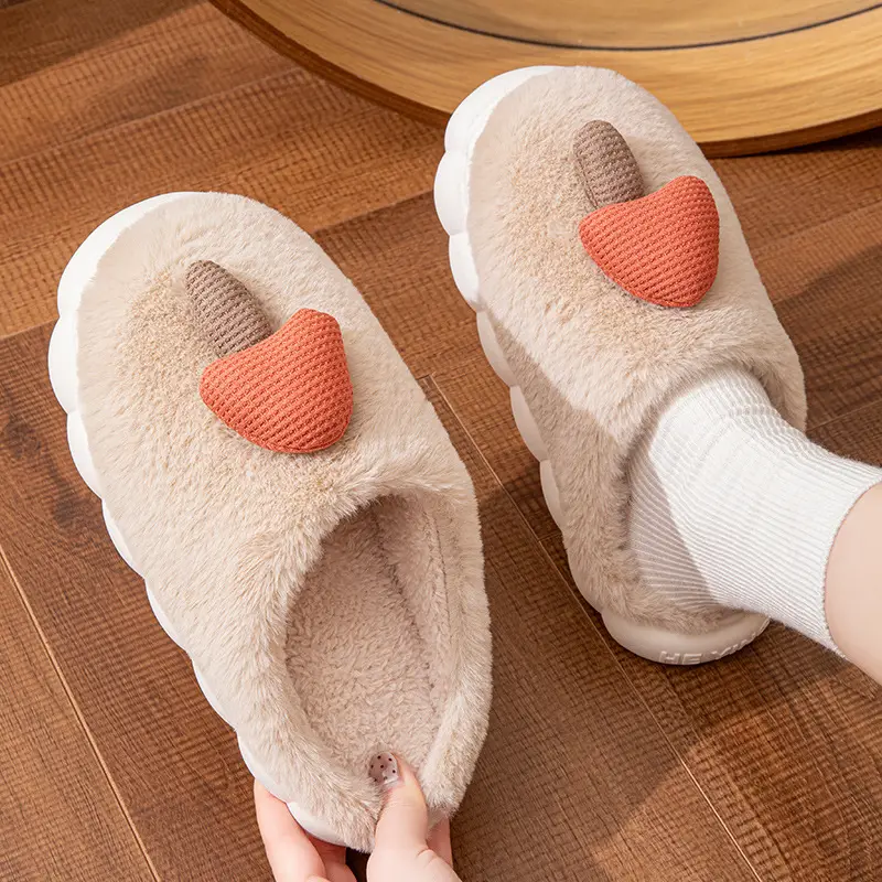 Cute Mushroom Cotton Slippers for Women in Autumn and Winter, Warm and Non-Slip, Couple Home Cotton Slippers, Thick-Soled Furry Slippers for Men in Winter - Image 9
