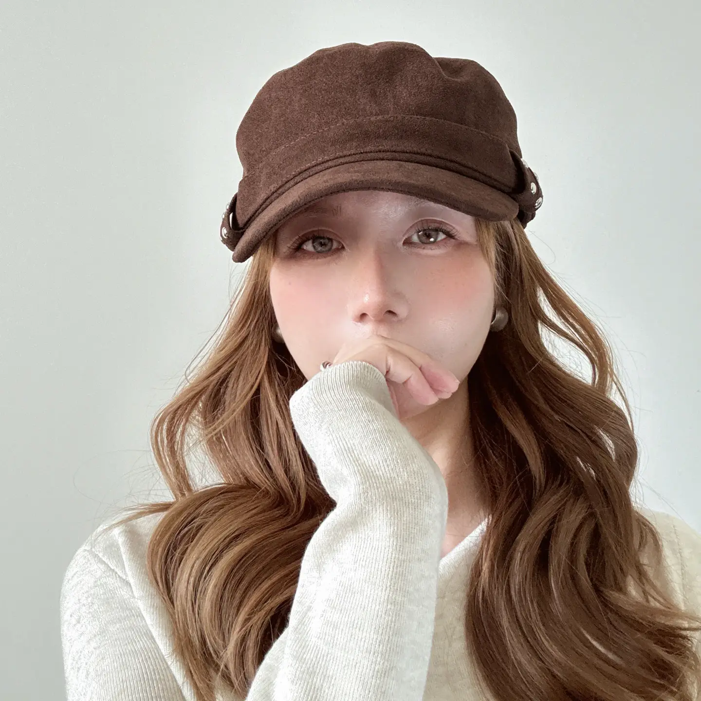 Korean Style Suede Black Duckbill Cap for Women Large Head Circumference - Image 6