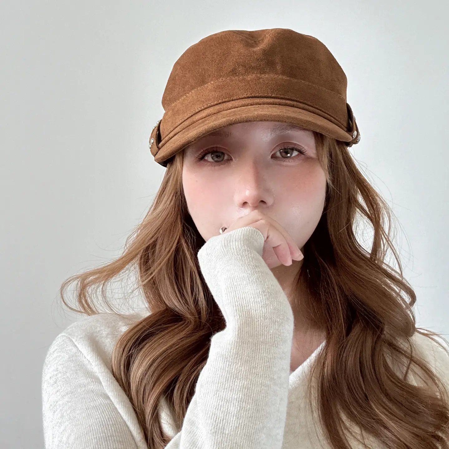 Korean Style Suede Black Duckbill Cap for Women Large Head Circumference - Image 7