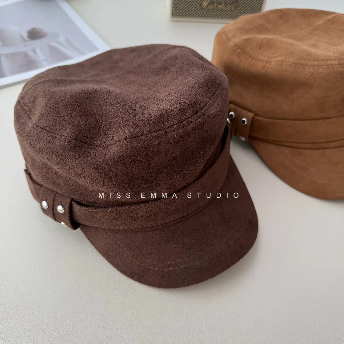 Korean Style Suede Black Duckbill Cap for Women Large Head Circumference — feature 12