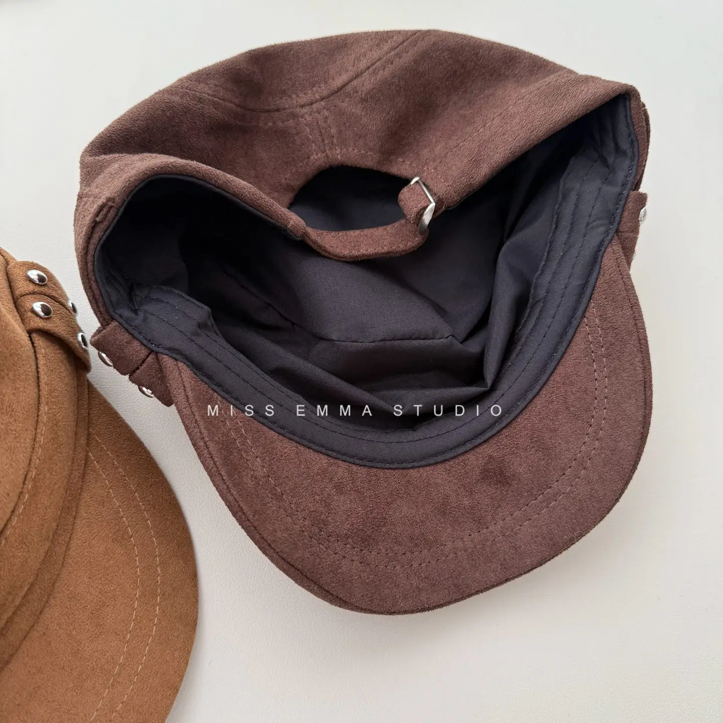 Korean Style Suede Black Duckbill Cap for Women Large Head Circumference — feature 13