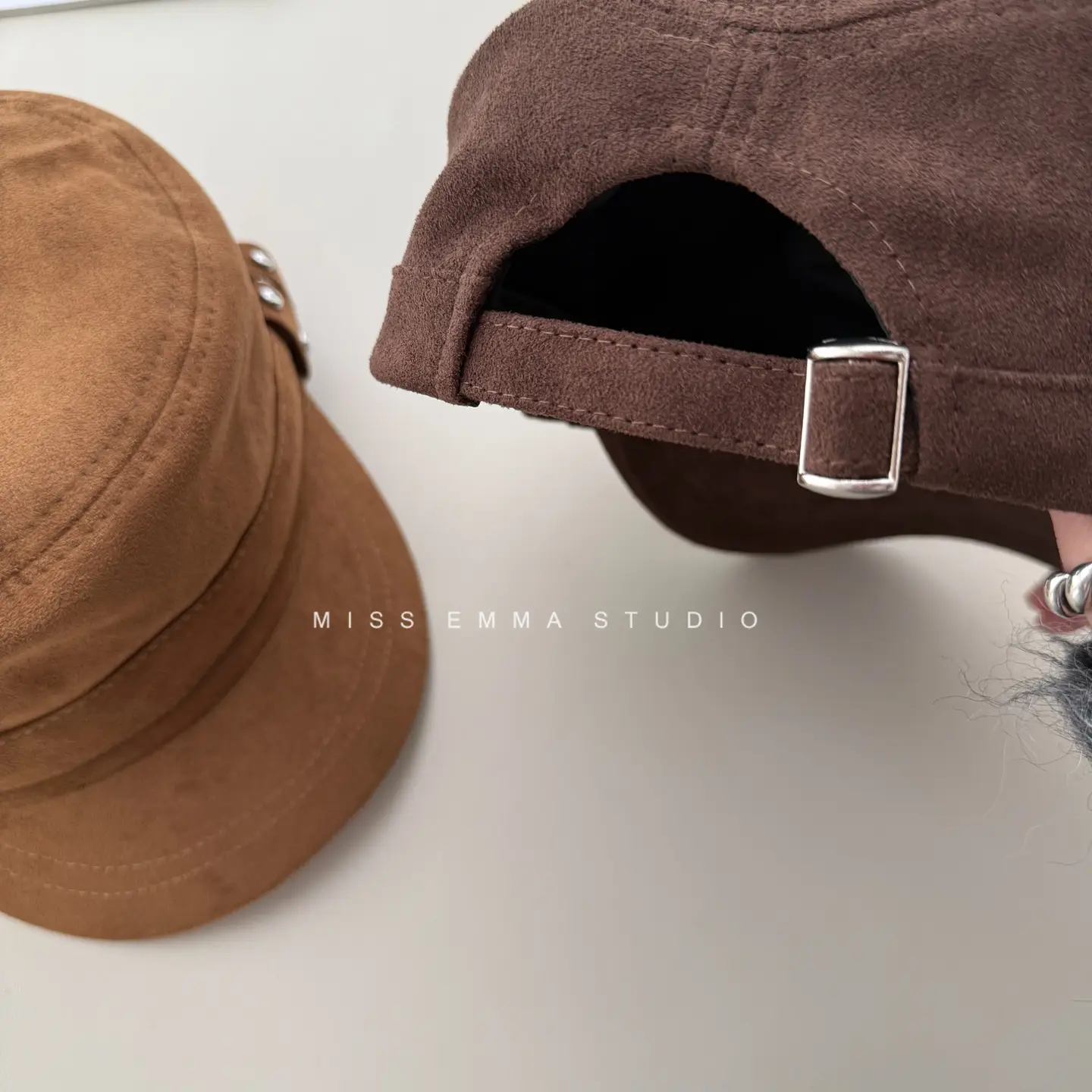 Korean Style Suede Black Duckbill Cap for Women Large Head Circumference — feature 14