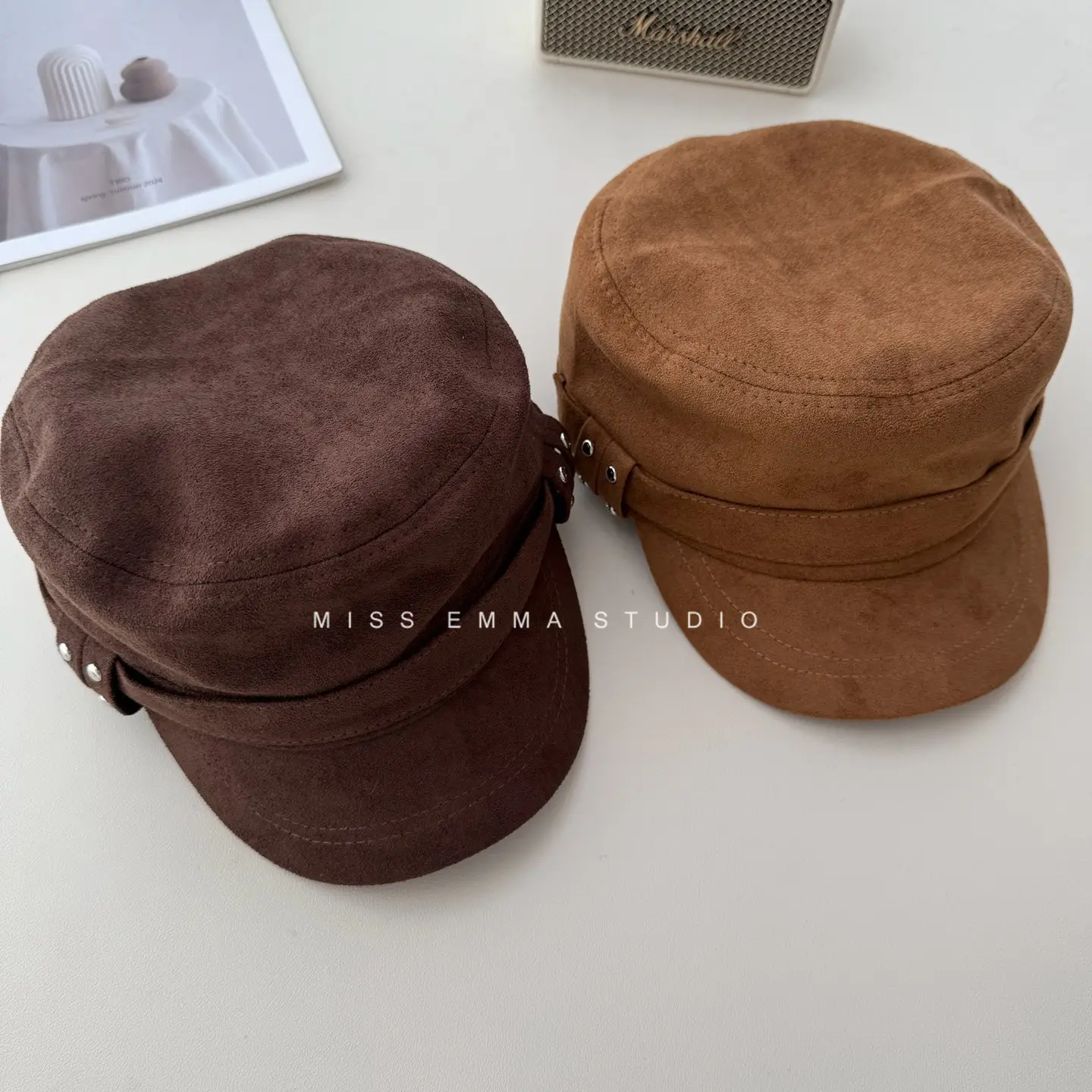 Korean Style Suede Black Duckbill Cap for Women Large Head Circumference — feature 2