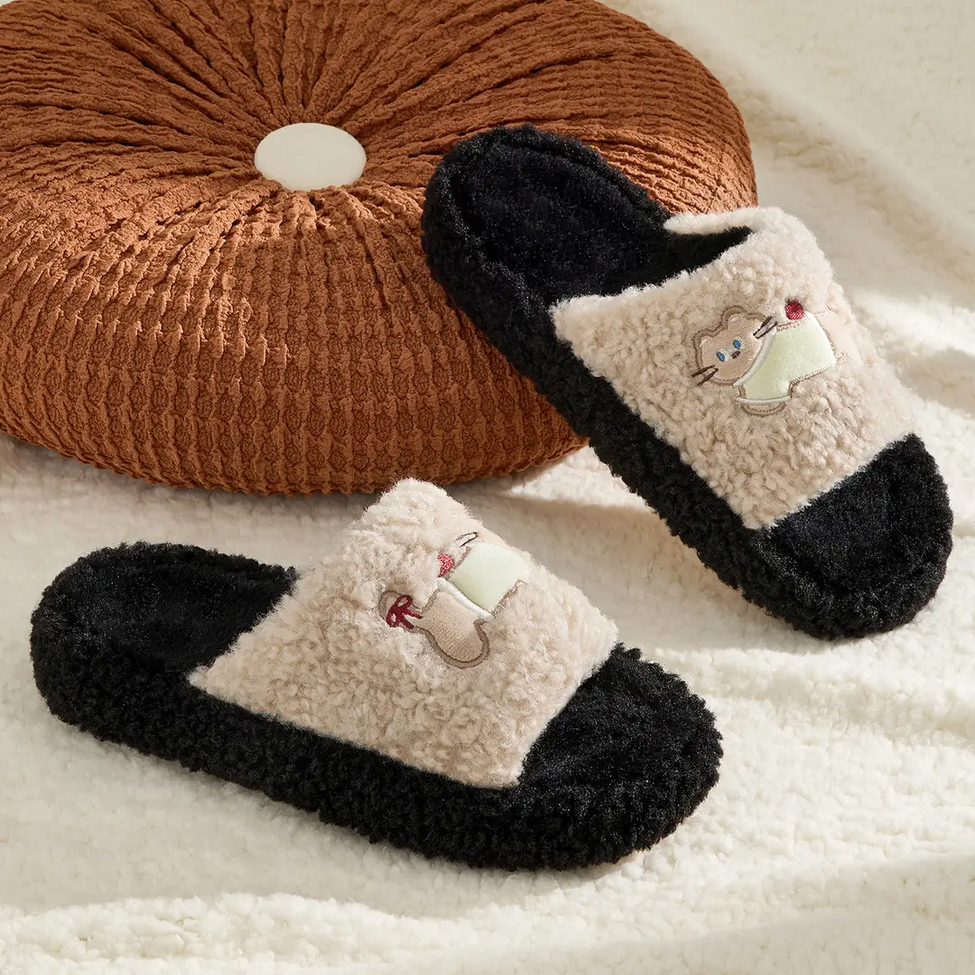 Furry Slippers for Women Autumn and Winter 2025 New Indoor Home Thick-Soled Non-Slip Fashionable High-Bottom Furry Plush Shoes - Image 2