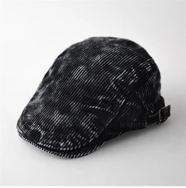 Men's Corduroy Sunshade Cap Brown Striped — feature 1