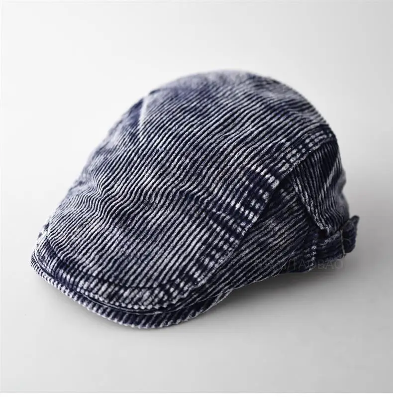 Men's Corduroy Sunshade Cap Brown Striped — feature 4