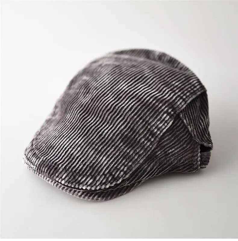 Men's Corduroy Sunshade Cap Brown Striped — feature 5