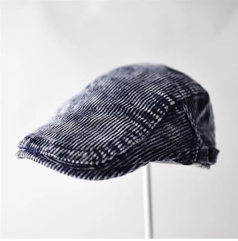 Men's Corduroy Sunshade Cap Brown Striped — feature 6