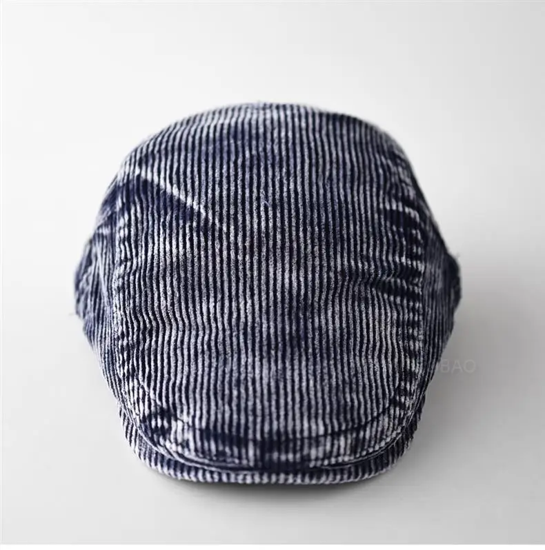 Men's Corduroy Sunshade Cap Brown Striped — feature 8