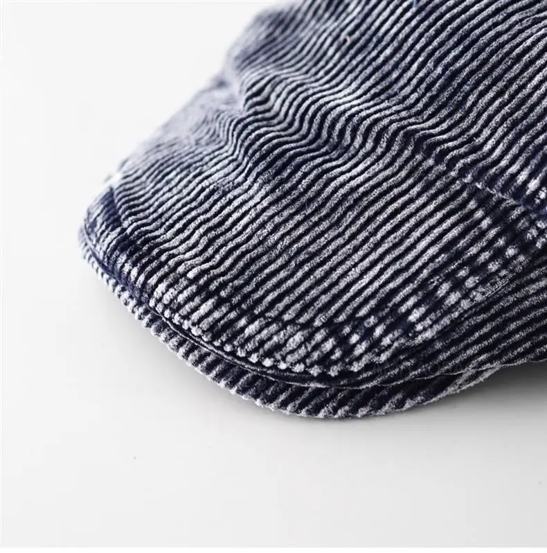 Men's Corduroy Sunshade Cap Brown Striped — feature 9