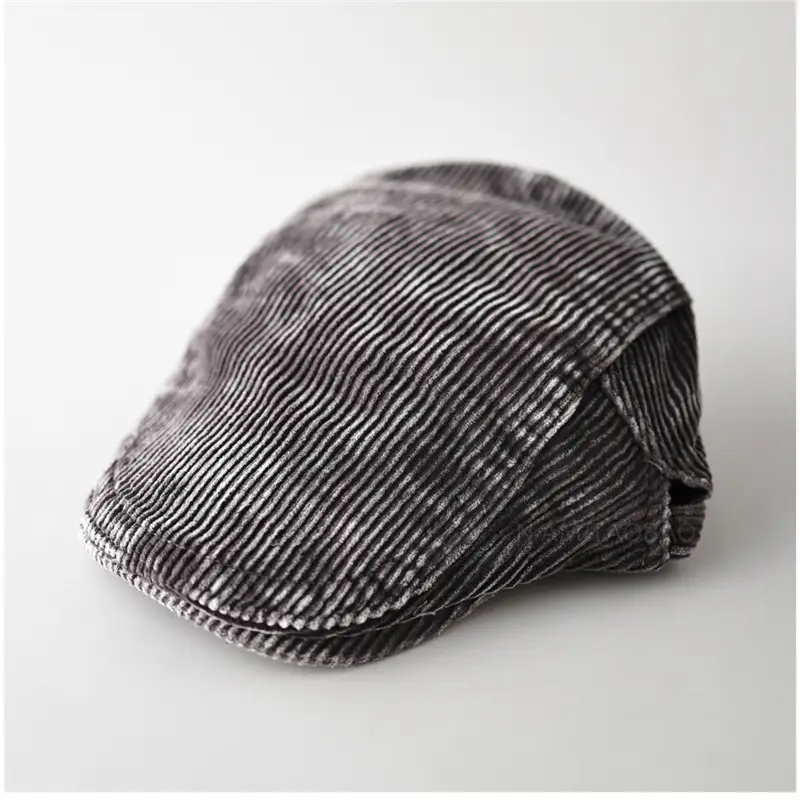 Men's Corduroy Sunshade Cap Brown Striped - Image 5
