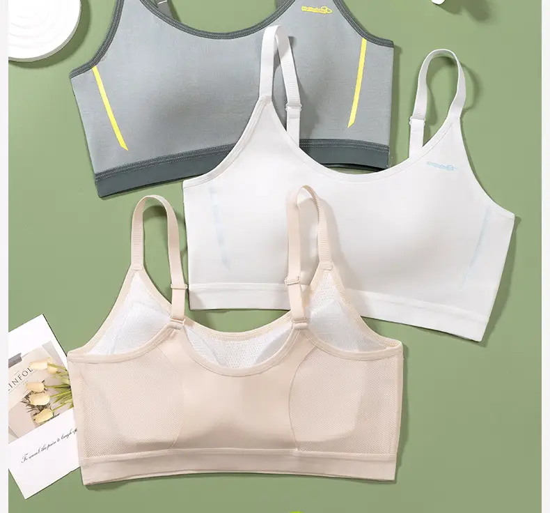 Adolescent 12-18 Years Old Junior High School Girls Modal Girls Bra Sports Bra Running Shock-Proof Fixed Cup — feature 8