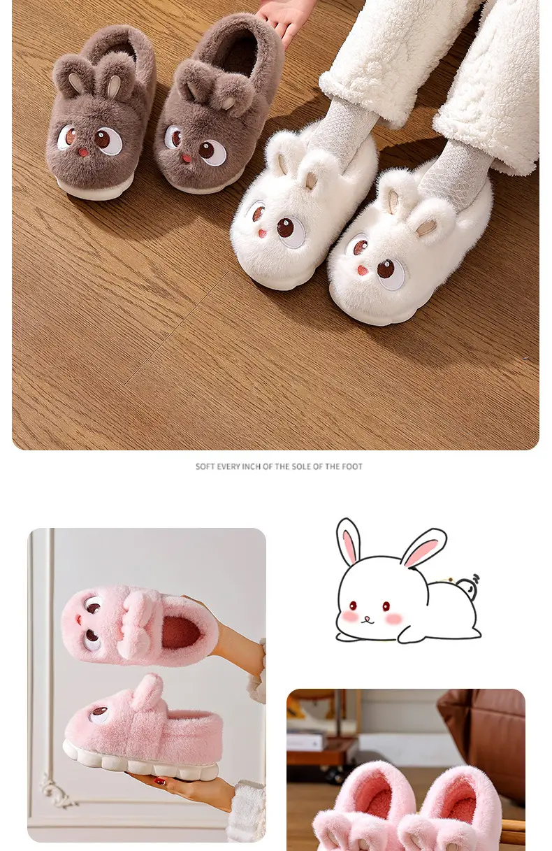 2025 Winter Rabbit Slippers for Women Non-Slip Warm Furry Closed-Back Children's — feature 14