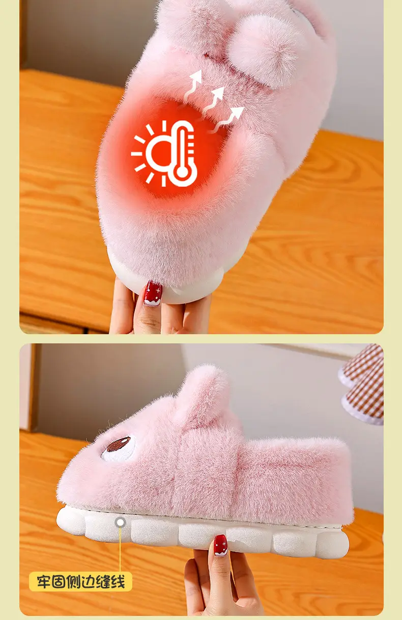 2025 Winter Rabbit Slippers for Women Non-Slip Warm Furry Closed-Back Children's — feature 7