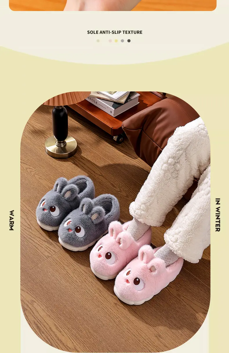 2025 Winter Rabbit Slippers for Women Non-Slip Warm Furry Closed-Back Children's — feature 9