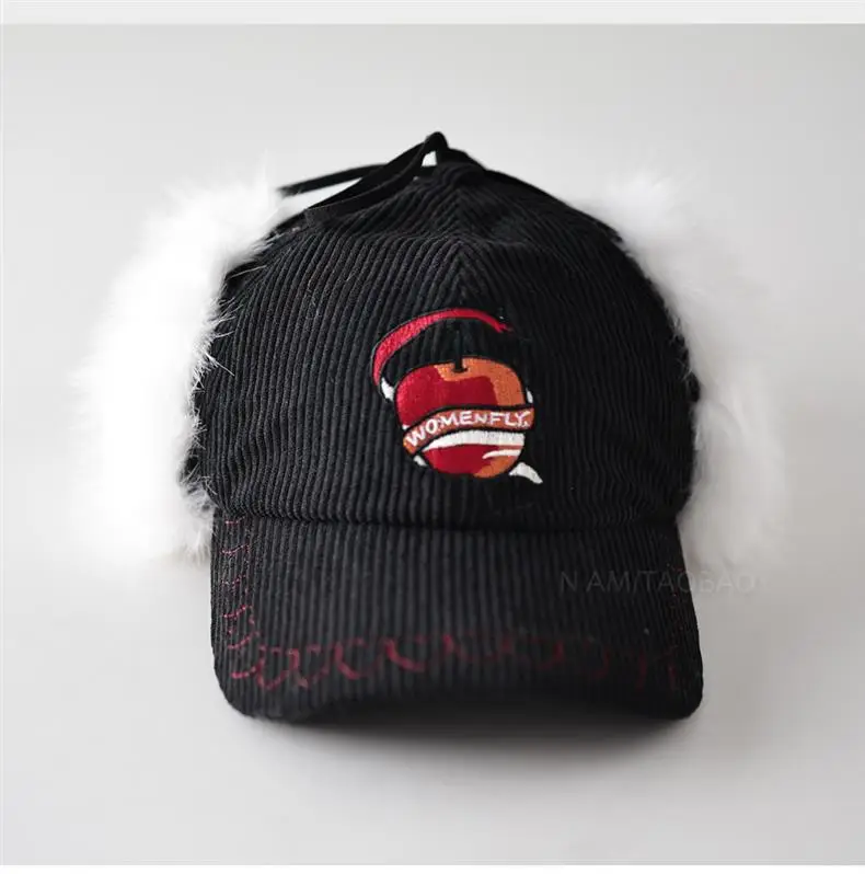 Women Maroon Embroidered Windproof Cap Winter Warm Ear Protection — feature 5