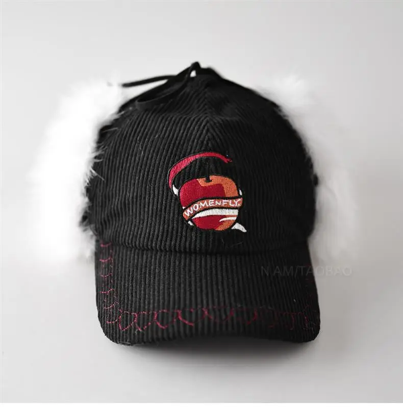 Women Maroon Embroidered Windproof Cap Winter Warm Ear Protection — feature 7