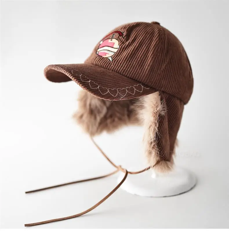 Women Maroon Embroidered Windproof Cap Winter Warm Ear Protection — feature 9