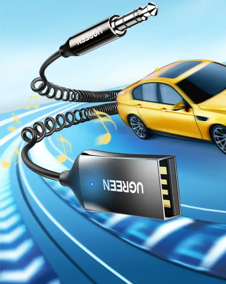 Greenlink Bluetooth 5.4 Aux Audio Cable 1m USB — feature 1