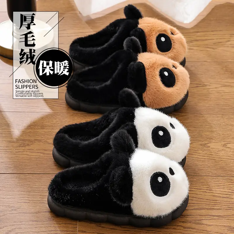 Cotton Slippers Winter Home Indoor Non-Slip Boys Thick-Soled Fleece-Lined Girls Baby Cute Family Panda Cotton Shoes Cotton Slippers - Image 7
