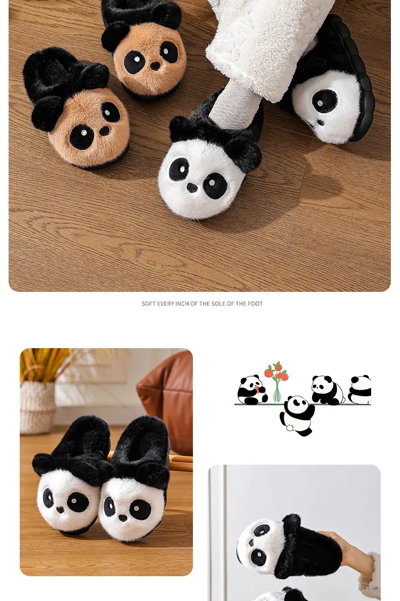 Cotton Slippers Winter Home Indoor Non-Slip Boys Thick-Soled Fleece-Lined Girls Baby Cute Family Panda Cotton Shoes Cotton Slippers — feature 14