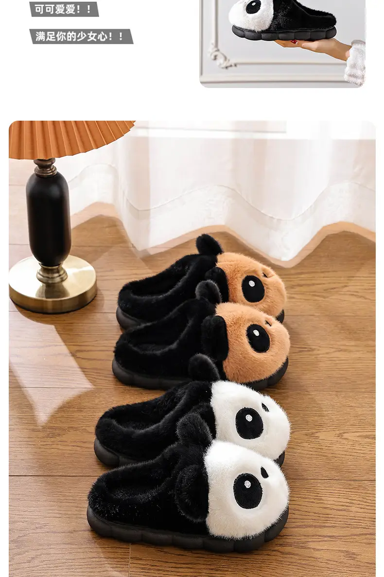 Cotton Slippers Winter Home Indoor Non-Slip Boys Thick-Soled Fleece-Lined Girls Baby Cute Family Panda Cotton Shoes Cotton Slippers — feature 15