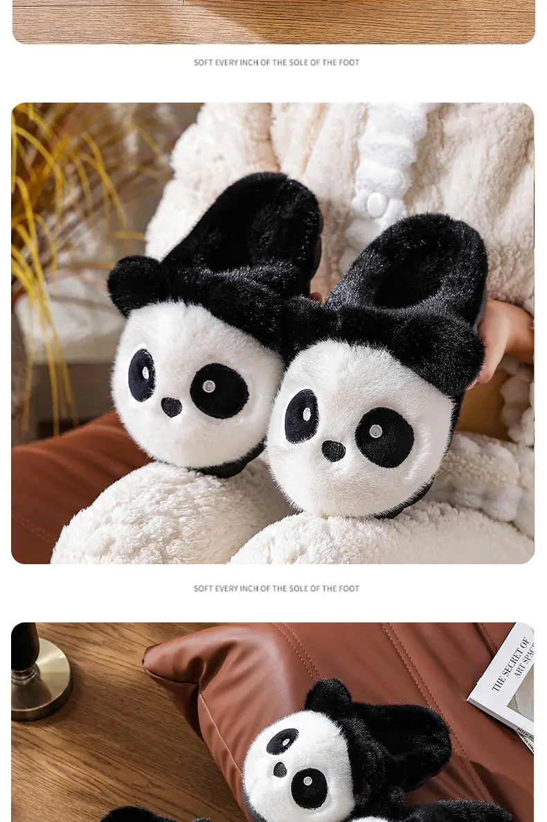 Cotton Slippers Winter Home Indoor Non-Slip Boys Thick-Soled Fleece-Lined Girls Baby Cute Family Panda Cotton Shoes Cotton Slippers — feature 16