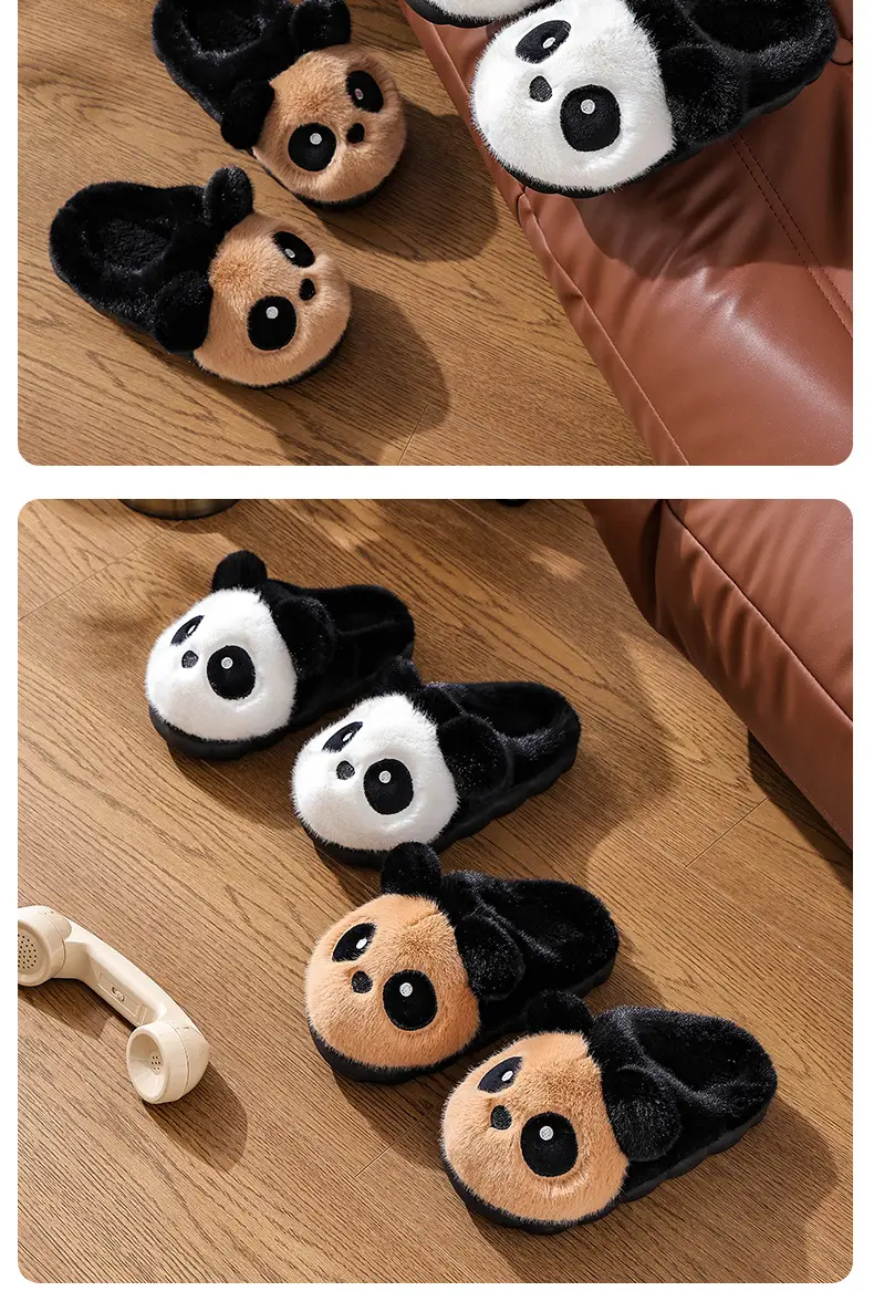 Cotton Slippers Winter Home Indoor Non-Slip Boys Thick-Soled Fleece-Lined Girls Baby Cute Family Panda Cotton Shoes Cotton Slippers — feature 17