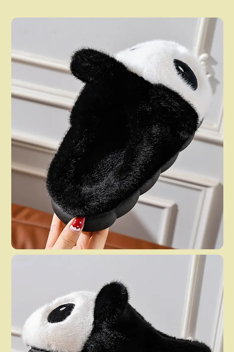 Cotton Slippers Winter Home Indoor Non-Slip Boys Thick-Soled Fleece-Lined Girls Baby Cute Family Panda Cotton Shoes Cotton Slippers — feature 7