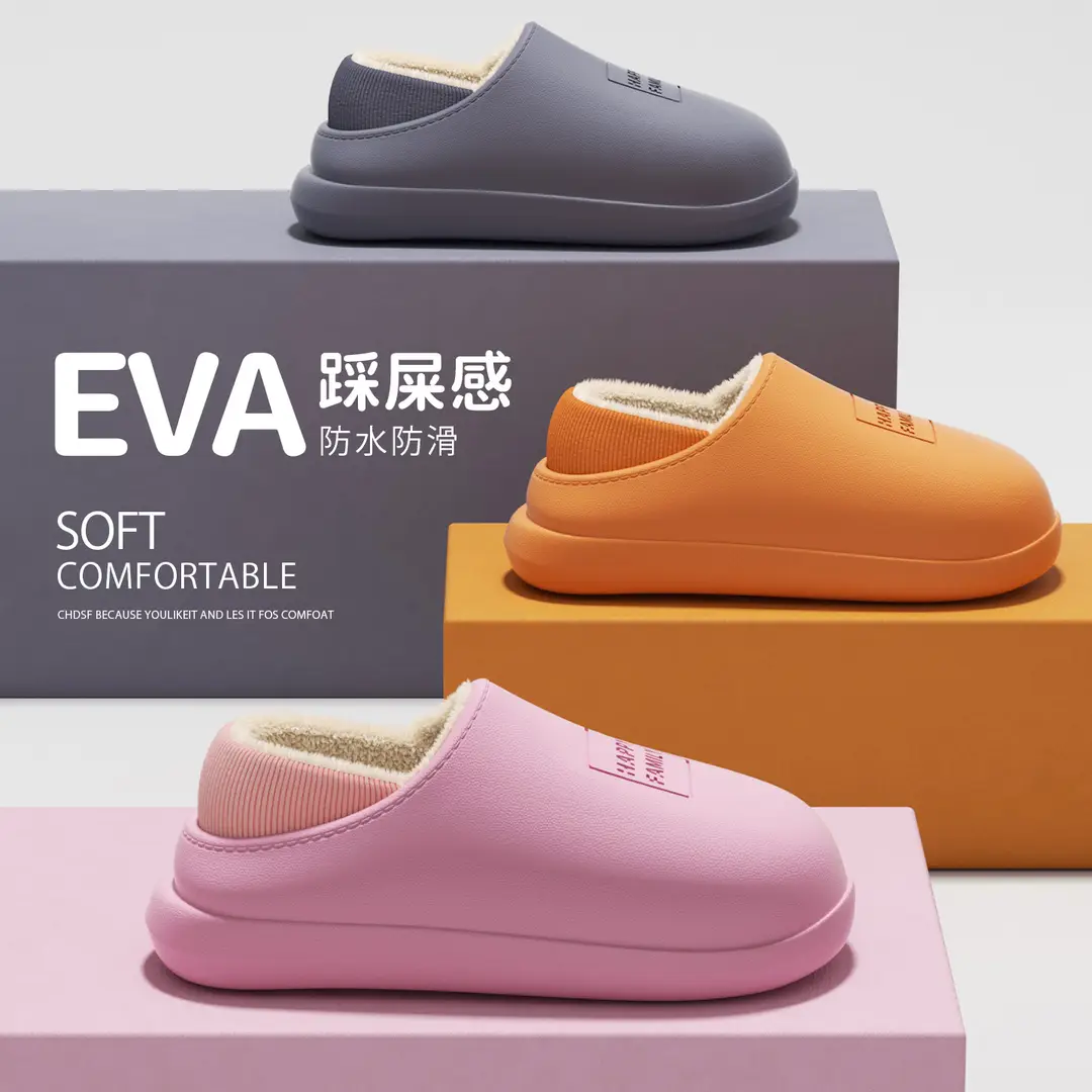 Waterproof Cotton Slippers for Women 2025 New Winter Home Non-Slip Plush Warm Outer Wear Fleece-Lined Thick-Soled Bag Heel Cotton Shoes - Image 7
