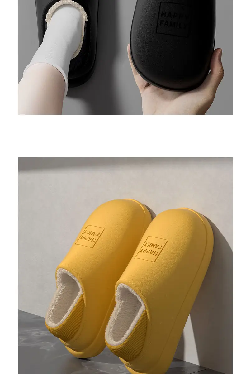 Waterproof Cotton Slippers for Women 2025 New Winter Home Non-Slip Plush Warm Outer Wear Fleece-Lined Thick-Soled Bag Heel Cotton Shoes — feature 5