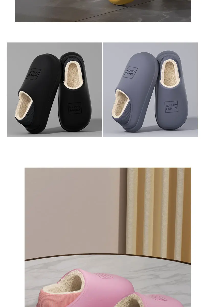 Waterproof Cotton Slippers for Women 2025 New Winter Home Non-Slip Plush Warm Outer Wear Fleece-Lined Thick-Soled Bag Heel Cotton Shoes — feature 6