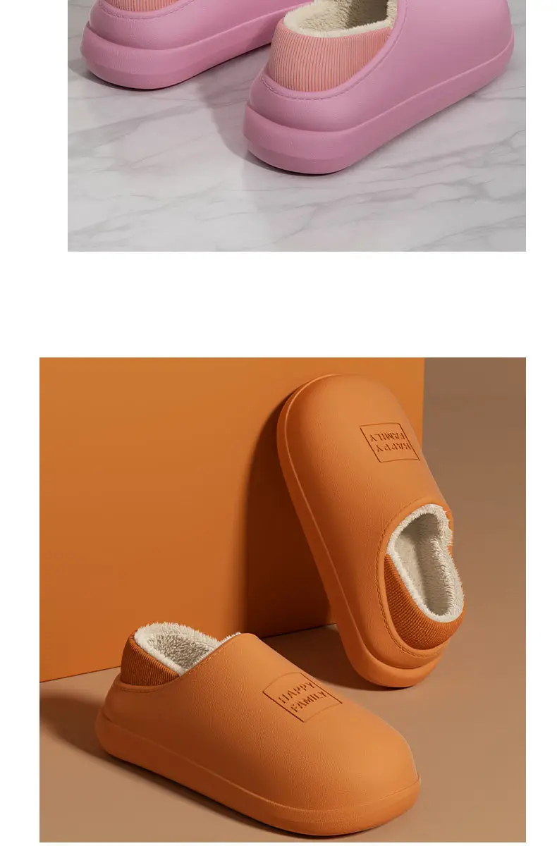 Waterproof Cotton Slippers for Women 2025 New Winter Home Non-Slip Plush Warm Outer Wear Fleece-Lined Thick-Soled Bag Heel Cotton Shoes — feature 7