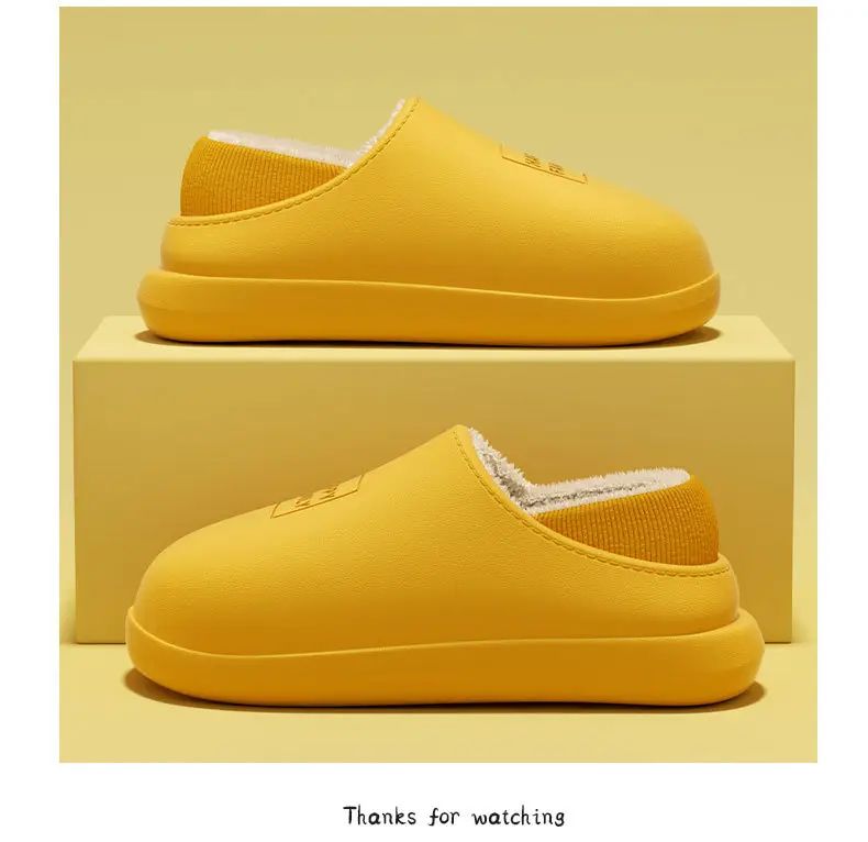 Waterproof Cotton Slippers for Women 2025 New Winter Home Non-Slip Plush Warm Outer Wear Fleece-Lined Thick-Soled Bag Heel Cotton Shoes — feature 8