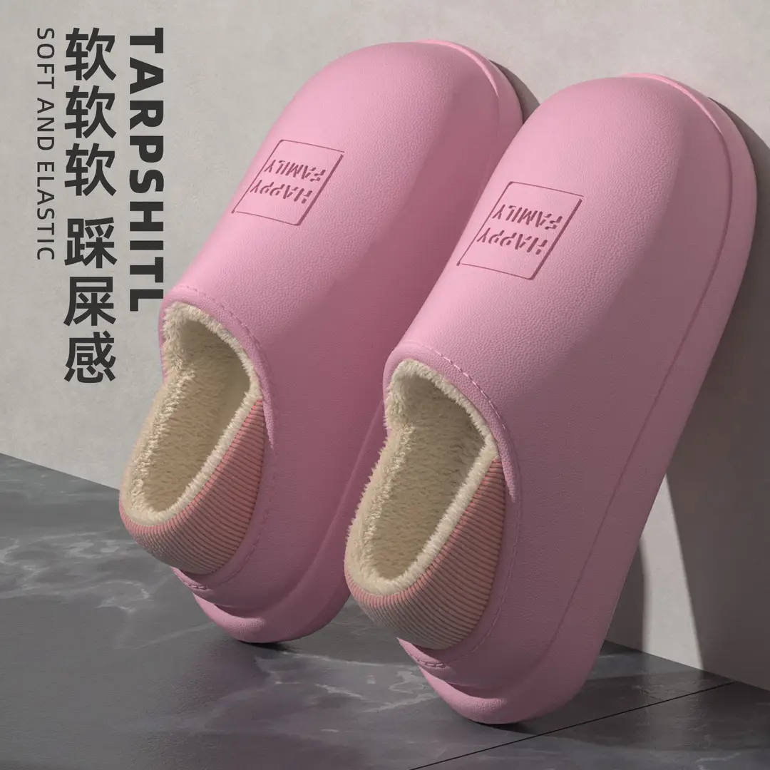 Waterproof Cotton Slippers for Women 2025 New Winter Home Non-Slip Plush Warm Outer Wear Fleece-Lined Thick-Soled Bag Heel Cotton Shoes - Image 5