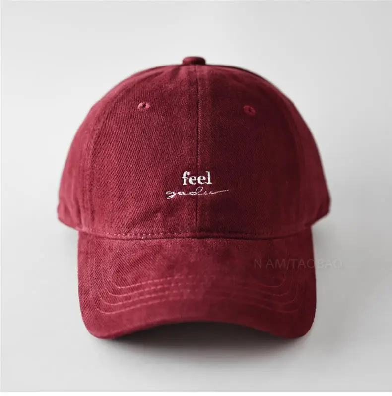 Maroon Letter Embroidered Baseball Cap Unisex — feature 14