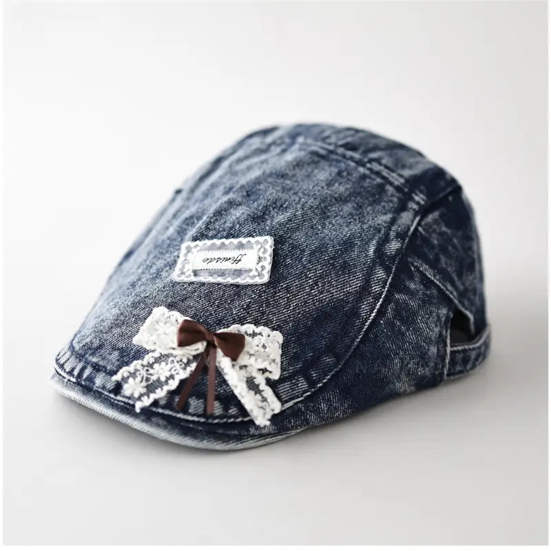 Denim Forward Cap with Lace Bow Women - Image 6