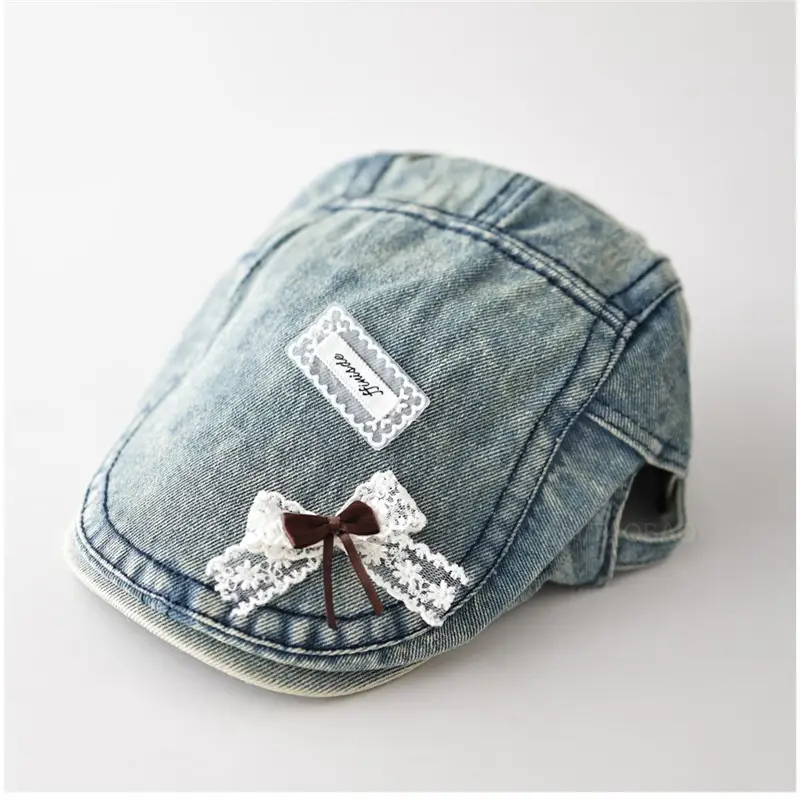 Denim Forward Cap with Lace Bow Women - Image 8