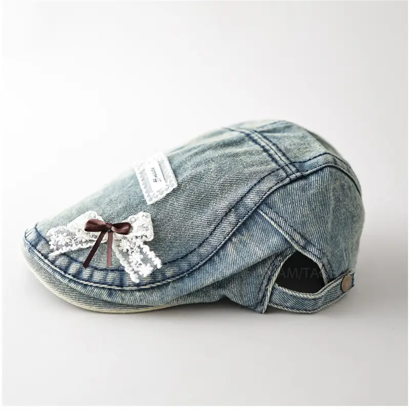 Denim Forward Cap with Lace Bow Women - Image 9