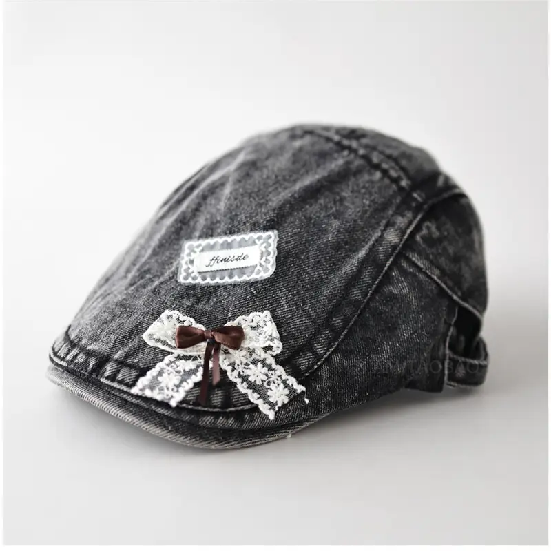 Denim Forward Cap with Lace Bow Women - Image 2
