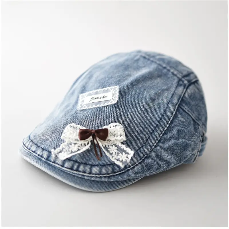 Denim Forward Cap with Lace Bow Women - Image 4