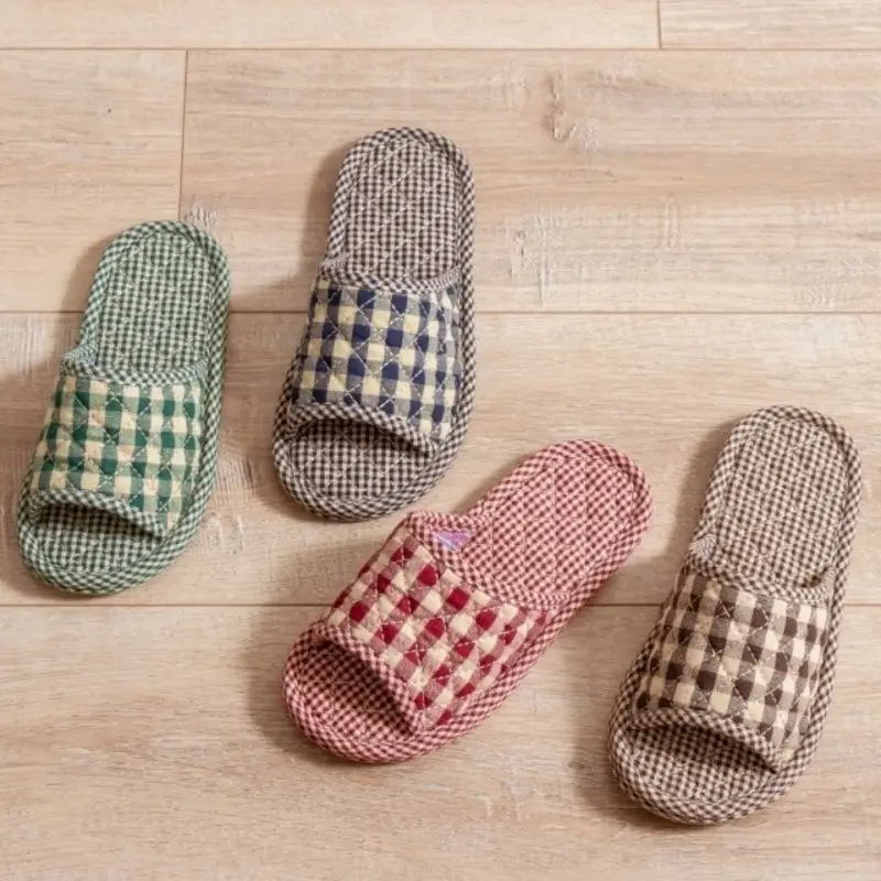 2021 New Four-Season Pure Cotton Non-Slip Fabric Cloth Bottom Slippers for Men and Women Indoor Home Use Without Damaging Wooden Floors Mute
