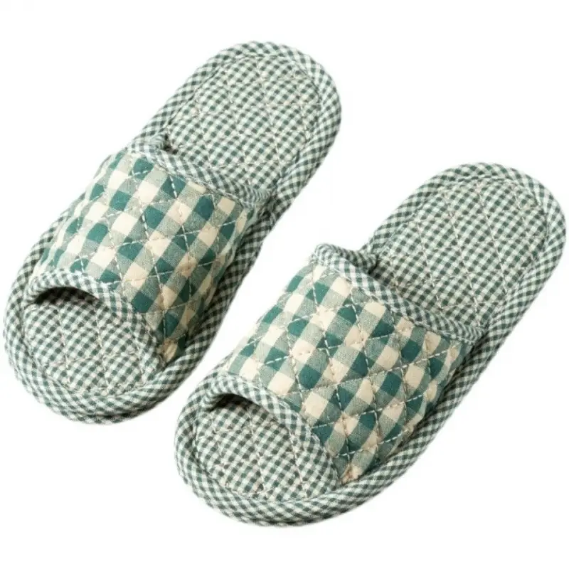2021 New Four-Season Pure Cotton Non-Slip Fabric Cloth Bottom Slippers for Men and Women Indoor Home Use Without Damaging Wooden Floors Mute