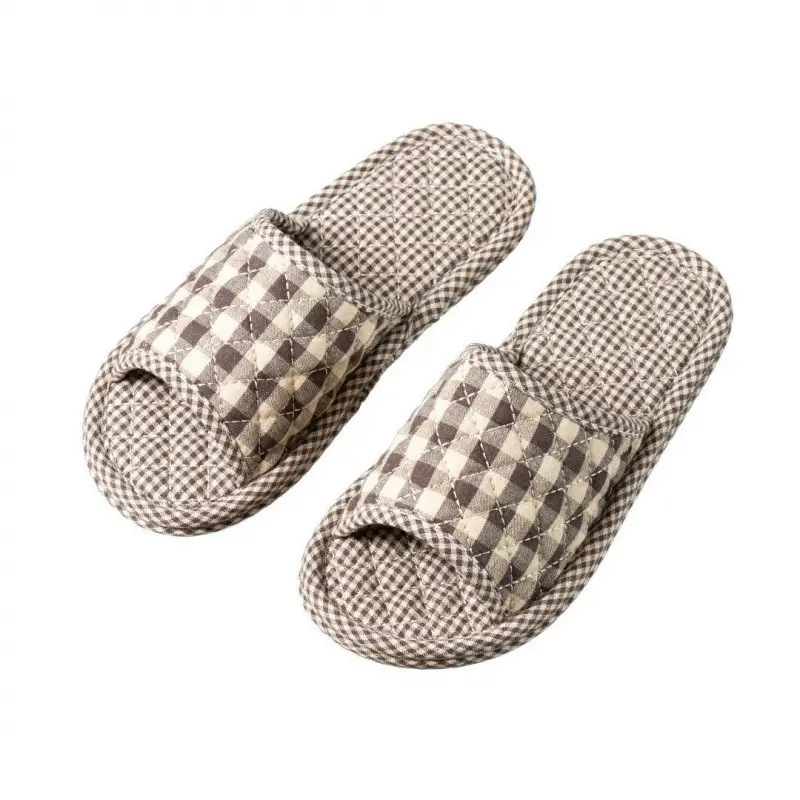 2021 New Four-Season Pure Cotton Non-Slip Fabric Cloth Bottom Slippers for Men and Women Indoor Home Use Without Damaging Wooden Floors Mute