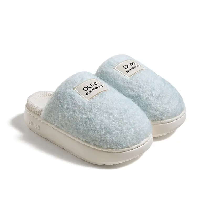 Puxi Blank Check Cotton Slippers for Women, Winter Home Warmth, Antibacterial, Vintage Checkered, Fleece-Lined, Thickened Couple Cotton Slippers - Image 9