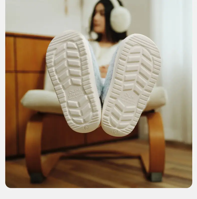 Puxi Blank Check Cotton Slippers for Women, Winter Home Warmth, Antibacterial, Vintage Checkered, Fleece-Lined, Thickened Couple Cotton Slippers — feature 12