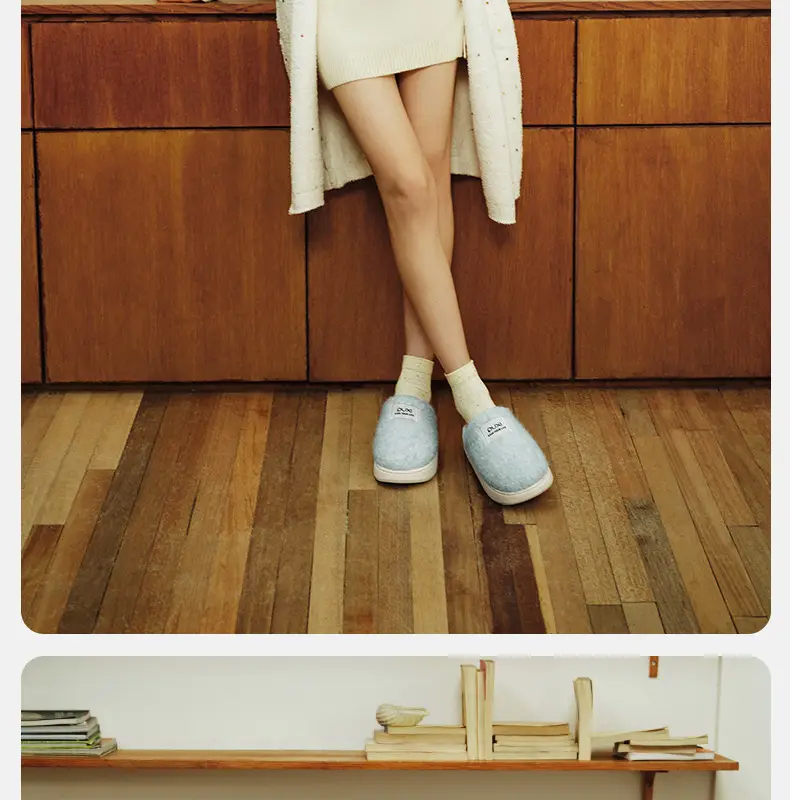 Puxi Blank Check Cotton Slippers for Women, Winter Home Warmth, Antibacterial, Vintage Checkered, Fleece-Lined, Thickened Couple Cotton Slippers — feature 14