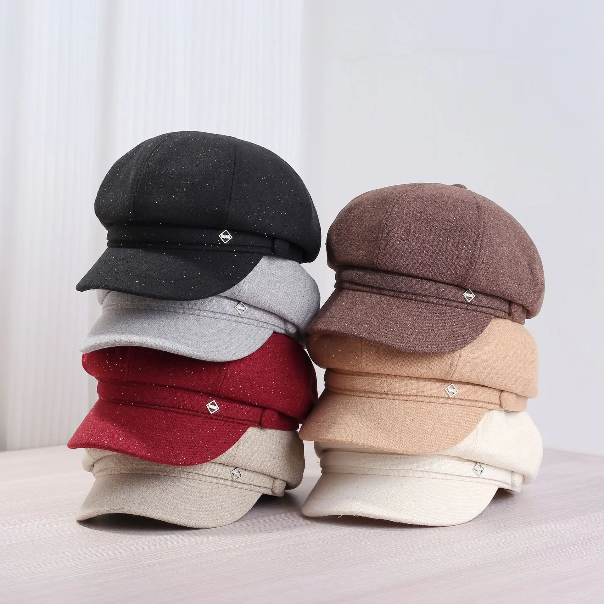 2025 Shiny British Duckbill Cap Women Large Beige - Image 7